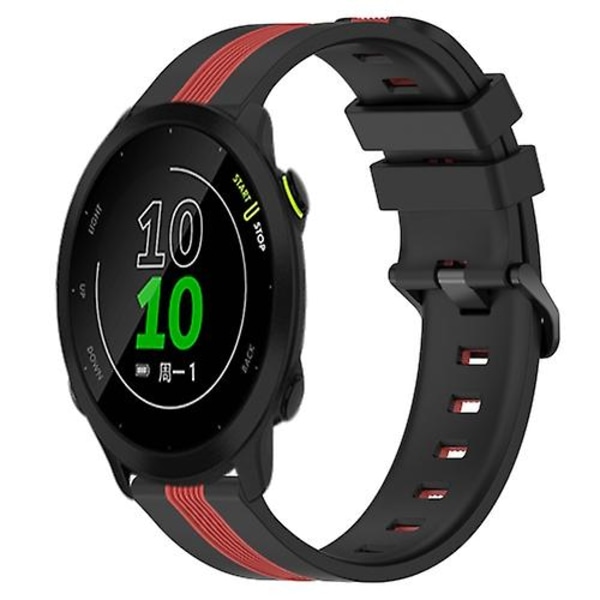 For Garmin Forerunner 158 20 mm vertikalt tofarget silikonklokkebånd Black-Red