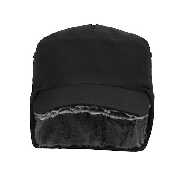 Vinter varm øreklafflue med toppluet basecap trapper vanntett unisex Dark Gray