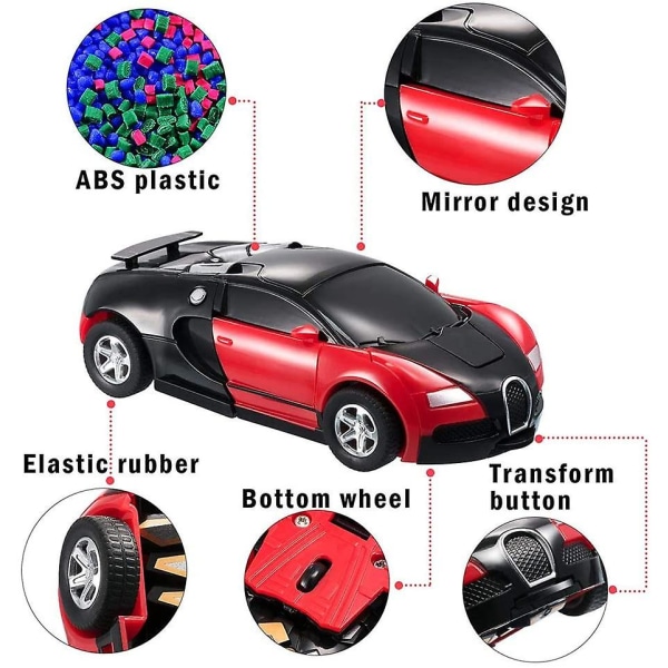 Paket med 3 Transformator Robot Bil Transformers Robot Cabriolet Väggklättrare Bil Med Led 360 Rotation Stunt Leksak Bil Barnpresent