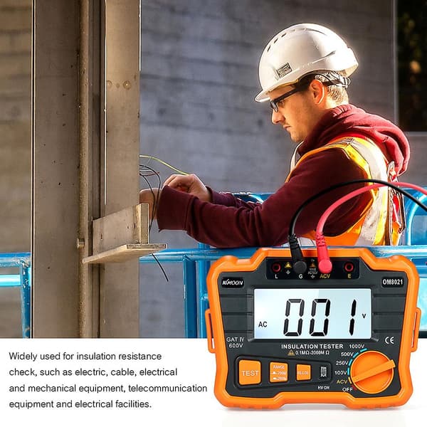 Kkmoon Isolationsresistanstestare Dcv Acv Meter 1000v Ground Megger Megohmmeter Megohm Voltmeter W/LCD Bakgrundsbelysning Display