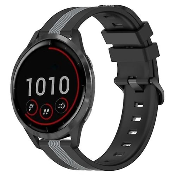 För Garmin Vivoactive 4 22mm vertikalt tvåfärgs watch Black-Grey