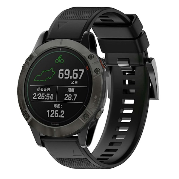 Kello 22mm Pikairrokkeen Pehmeä Silikoni Älykello Rannekorun Vaihto Yhteensopiva Garmin Fenix 7x 6x 6 5x Plus Black