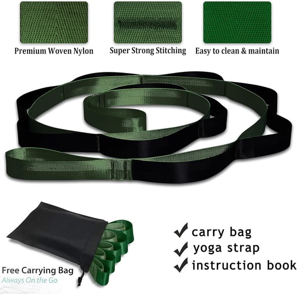 Yogastrap för Fysioterapi med Övningshäfte & Bärväska