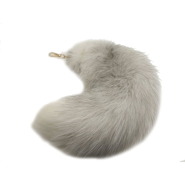 Fox Tail Riipus Valkoinen turkis Tail Avaimenperä Suuri avainrengas Laukku Tarvikkeet Riipus auton avaimenperät Pehmeä pörröinen sisustus Noin. 40 cm