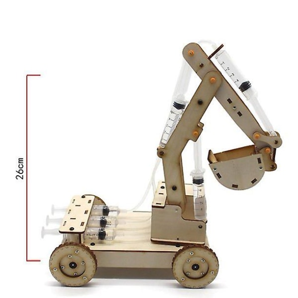 Hydraulisk grävmaskinsmodell i trä för barn, pedagogiska vetenskapliga leksaker