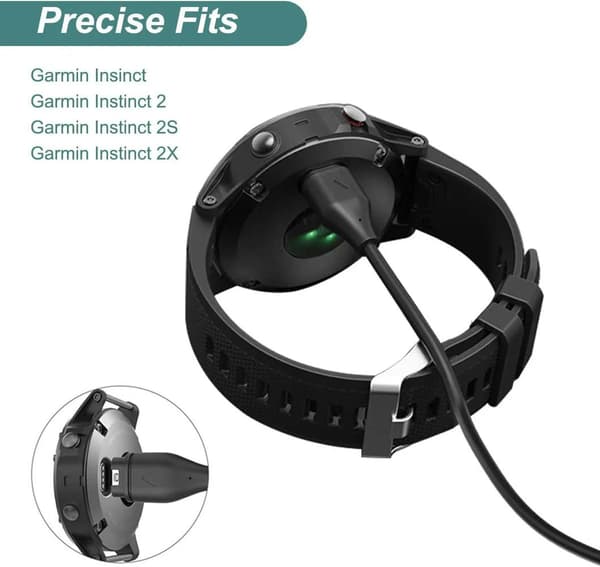 Lader for Garmin Instinct, Instinct 2, Instinct 2S, Instinct 2X, erstatningsladekabel og portbeskytter