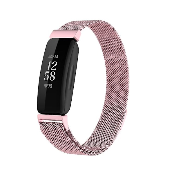 För Fitbit Inspire 2 Milanese Watch Band Rose Pink