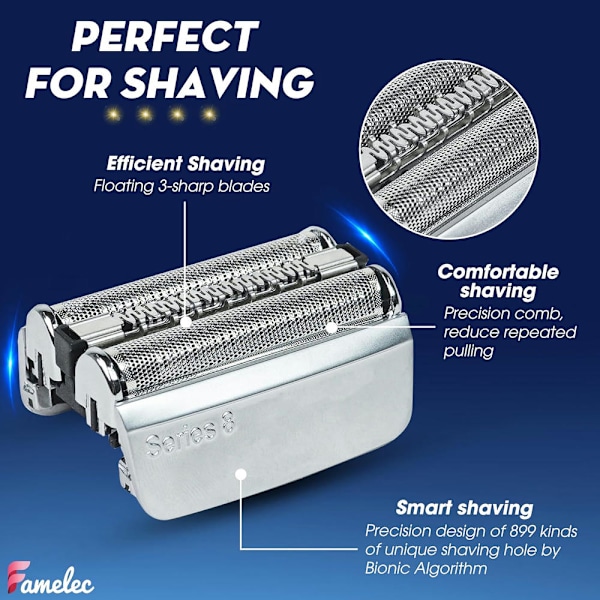 2-pack 83M - Huvudrakhyvel för Braun Series 8 Ersättningshuvud 8370cc 8350s 8320s 8325s 8340s - Rakhuvud Ersättningsrakblad Folie 2 Pack 83M