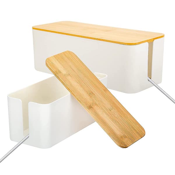 Kabelstyringsboks Medium kabelorganiseringsboks til forlængerledning Power Stripe Surge Protector Wire Management Organizer White L
