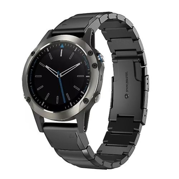 For Garmin Quatix 5 Sapphire 22mm Tortoise Shell rustfritt stål klokkebånd Black