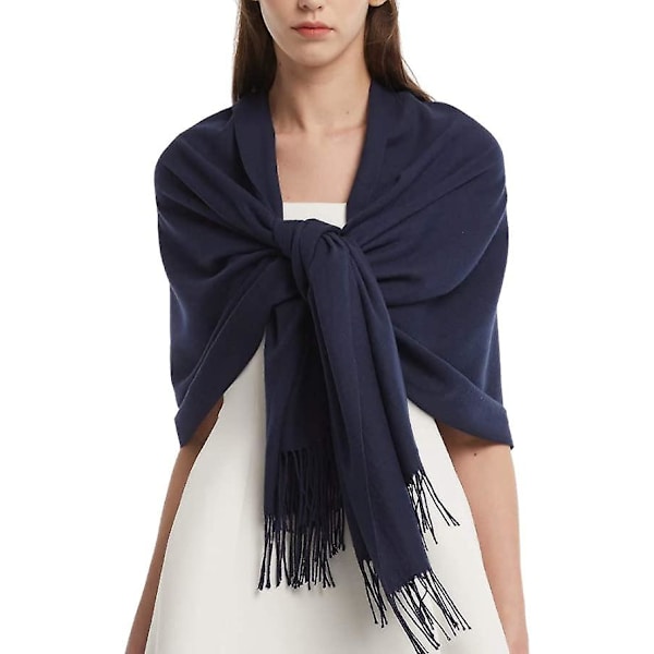 Vinterscarf för kvinnor, Cashmere Feel Pashmina Sjal Wraps Mjuk Varm filt Halsdukar dark blue
