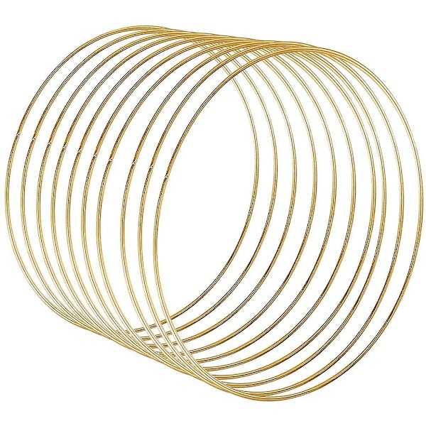 Metallringer, 10 stk, 25 cm, gullbelagt, trådbøyler for håndverk, for viklingsteknologi, drømmefangere, blomsterdekorasjon, bryllupskranser, ringer