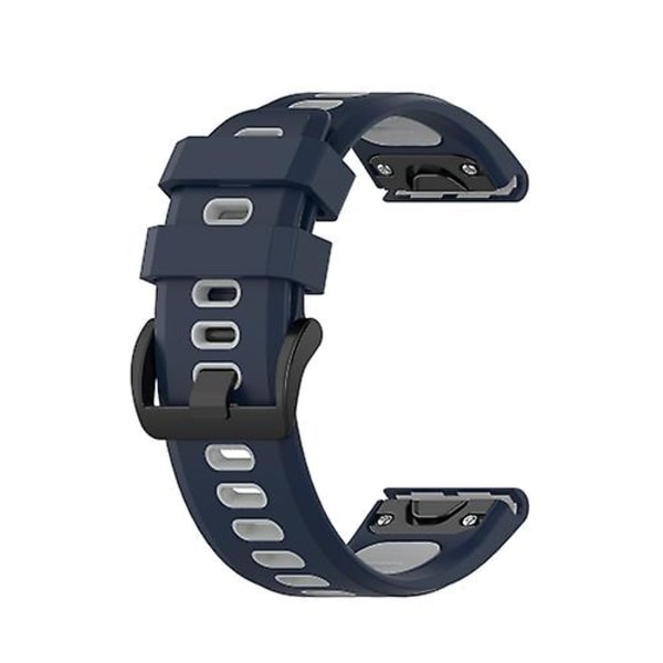 Til Garmin Fenix ​​7x 26 mm tofarvet silikone jack urbånd Blue Gray