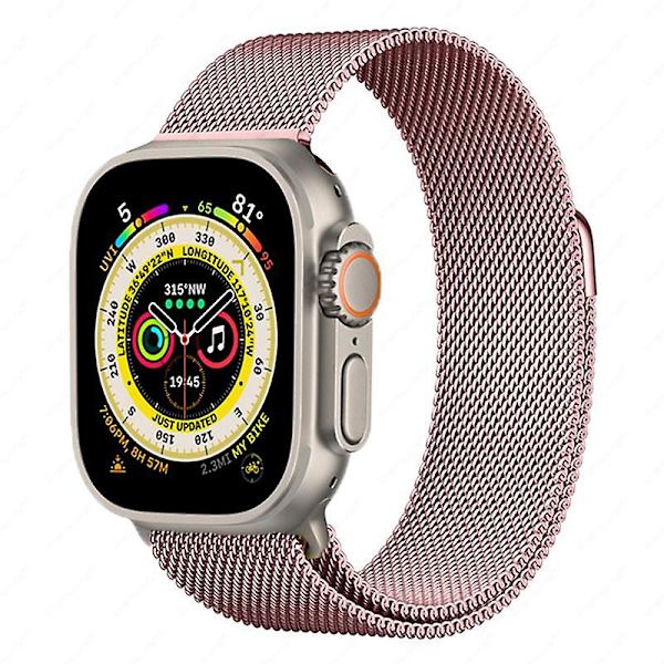 Metalliranneke Apple Watch 8 7 45mm 41mm Ultra 49mm Hengittävä Milanese Vaihtohihna Iwatchiin 6 5 4 3 2 Se 44mm 42mm 40mm Rose pink 42mm 44mm 45mm 49mm