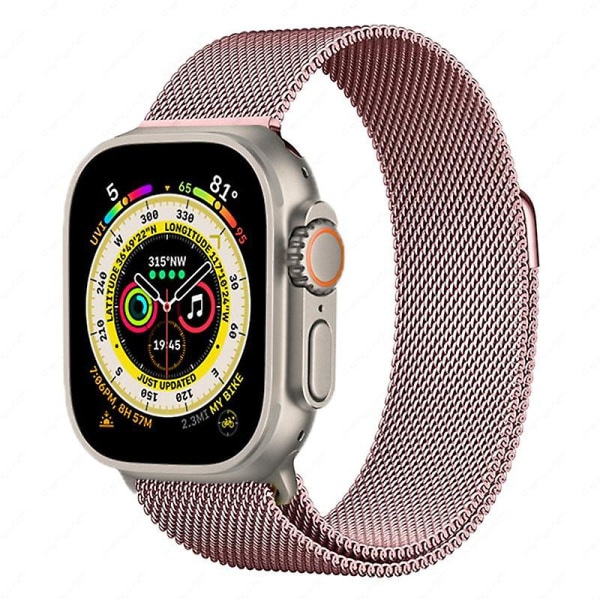 Metallrem för Apple Watch 8 7 45 mm 41 mm Ultra 49 mm Andningsbart Milanese-ersättningsband för Iwatch 6 5 4 3 2 Se 44 ​​mm 42 mm 40 mm Rose pink 42mm 44mm 45mm 49mm