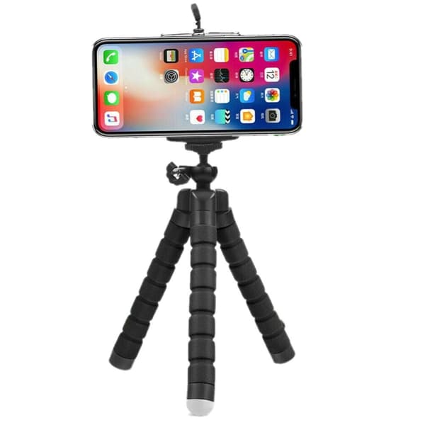 Universal Mobiltelefonholder Fleksibel Otte-bens Tripod til Selfies Sort