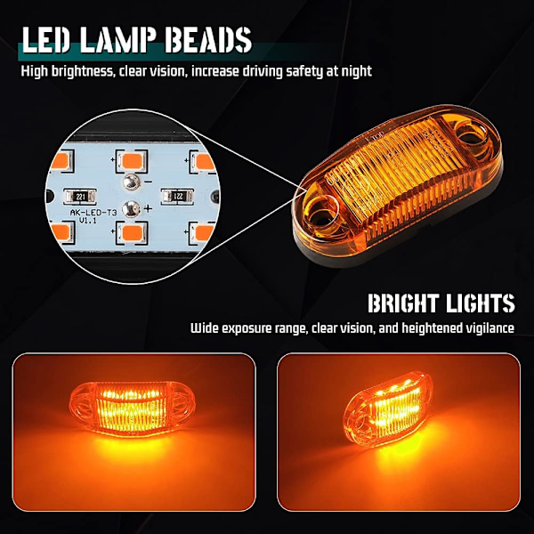 6 kpl LED-perävaunun merkkivalot - 12-30V sivumerkkivalot asuntoautoille, matkailuautoille ja kuorma-autoille