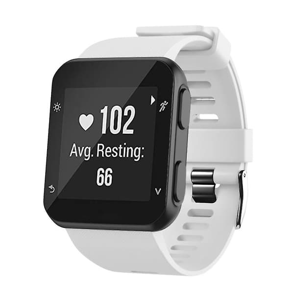 For Garmin Forerunner 35 Black Buckle Silicone Watch Band White