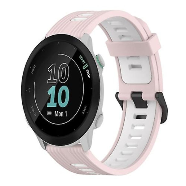 For Garmin Forerunner 55 20 mm vertikalt mønster tofarget silikonklokkebånd Pink-White