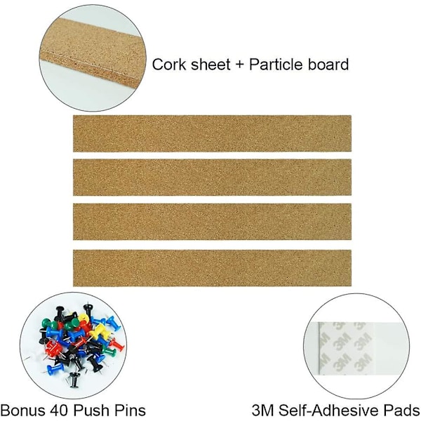 Korkkitaulun nauhasarja 4 kpl, 2 x 15 tuumaa, toimisto, koulu, kodin loma-koriste