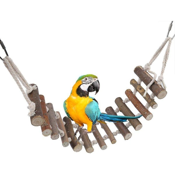 Træstige Trærebstige med reb-svingbro til Budgie Parrot Pet Training Toy