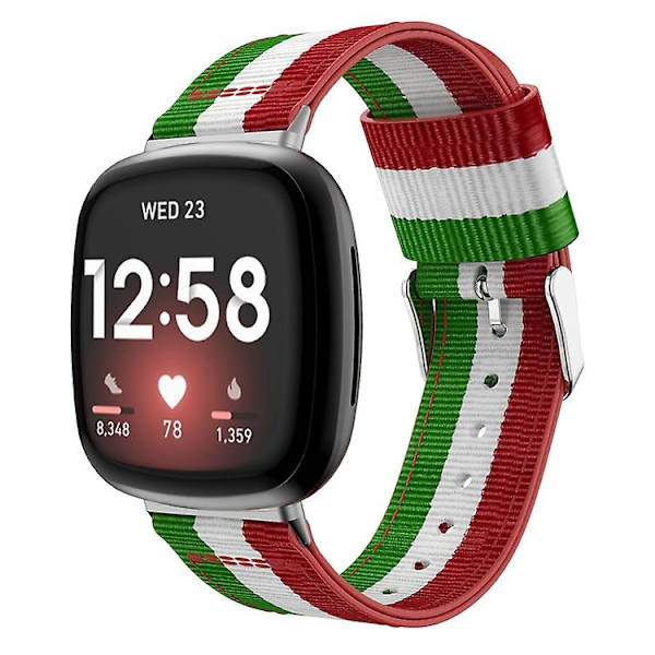 Fitbit Versa 3 Nylon watch Green White Red