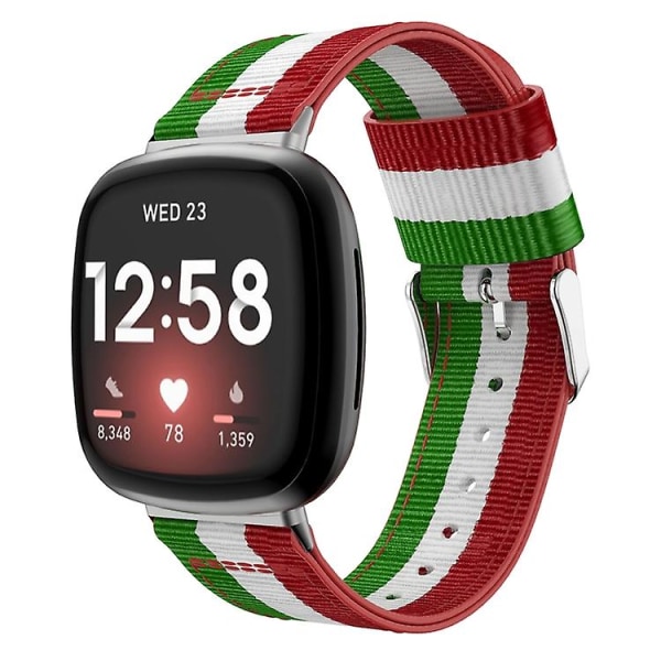 Til Fitbit Versa 3 Nylon urrem Green White Red