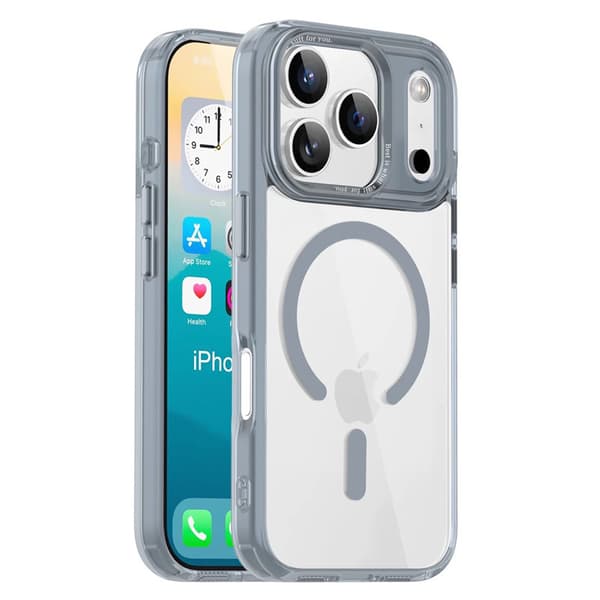 Skal för iPhone 17 Pro, transparent, fallsäkert skyddsskal, Grå
