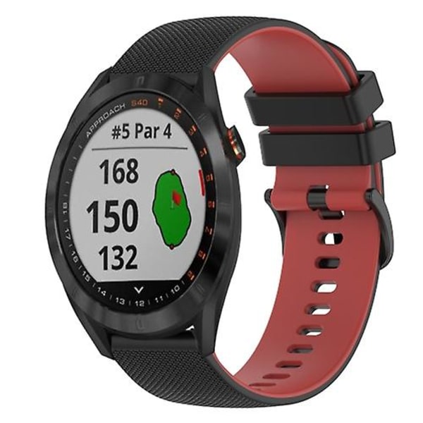 För Garmin Approach S40 20 mm rutigt watch i två färger i silikon Black-Red