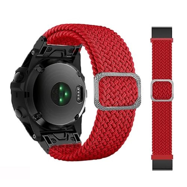 For Garmin Fenix ​​7 justerbart nylonflettet elastisitetsklokkebånd Red