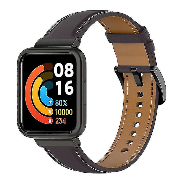 För Xiaomi Redmi Watch 2 Lite ersättning äkta läderrem justerbar klocka Dark purple Style A