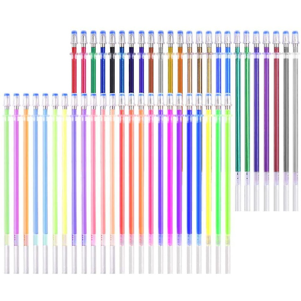 Gel Pen Refill Set 48 farger - Glitter Metallic Pastell Neon Color Ink Refills, Gel Ink Refills For Voksen Coloring Books Craft Markers Scrapbooking Pa
