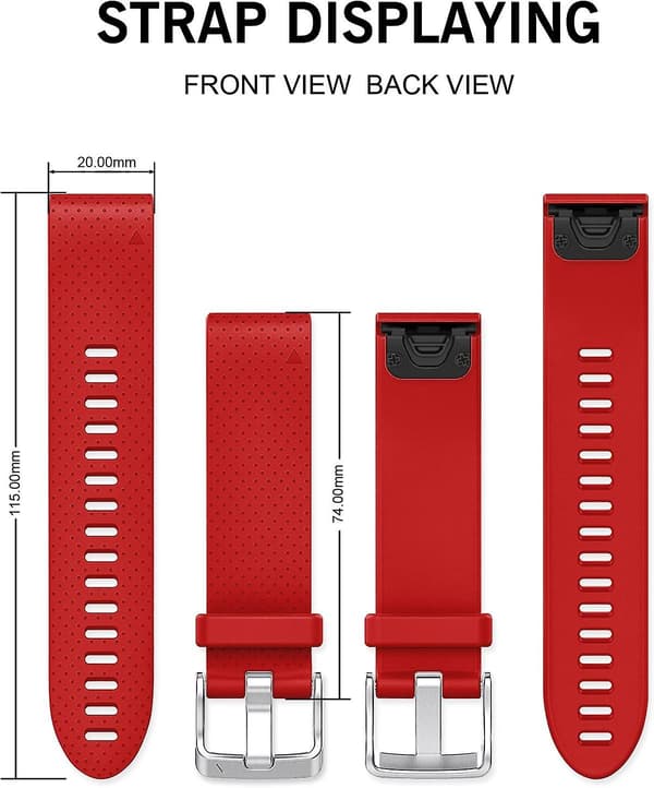 Erstatningsrem for Fenix ​​5s Plus/fenix 6s Pro/fenix 7s/d2 Delta S Smartwatch (sølvspenne-mørkeblå) Red