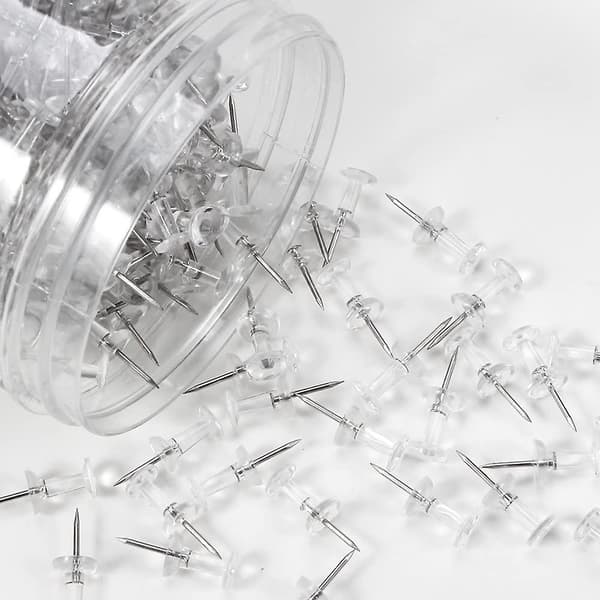 Push Pins 400 Count Standard klare tommelfinger Stålspiss og klart plasthode