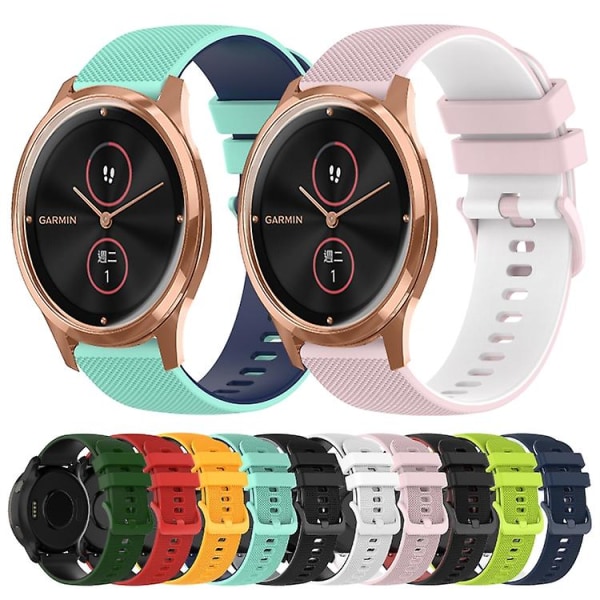 Til Garminmove Luxe 20 mm ternet tofarvet silikoneurrem Red-Black