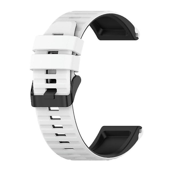 För Garmin Fenix 7 22mm Tvåfärgad Silikonklocka STMZ White Black