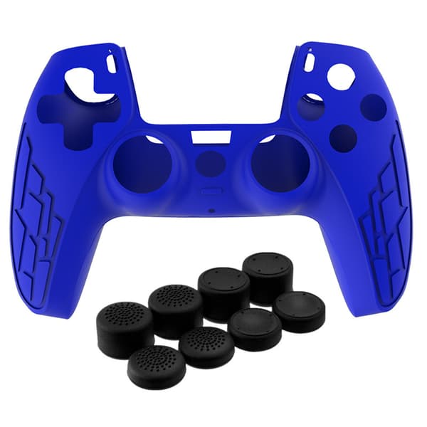 Etui for PS5-kontroller med 8 joystick-hetter, blå