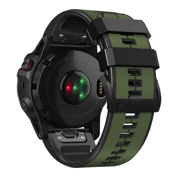For Garmin Fenix ​​7x Vertical Stripes Tofarget silikonklokkerem Army Green Black