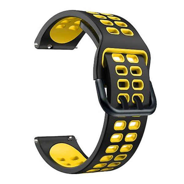Til Garmin Move 3 20 mm blandet farve silikone urrem Black Yellow
