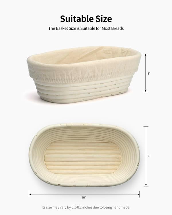 Banneton Brødhævekurv 25 cm Oval med Foring til Brødbagning