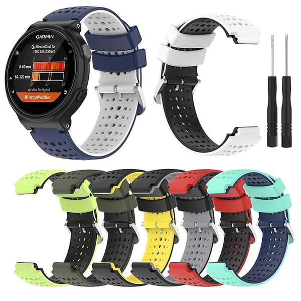 För Garmin Forerunner 235 Lite Silicone Sports Watch Black-Grey