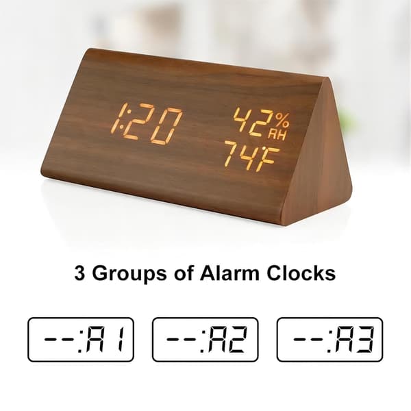 Väckarklocka Trä Digital Väckarklocka, Tid Datum 12/24H Brun