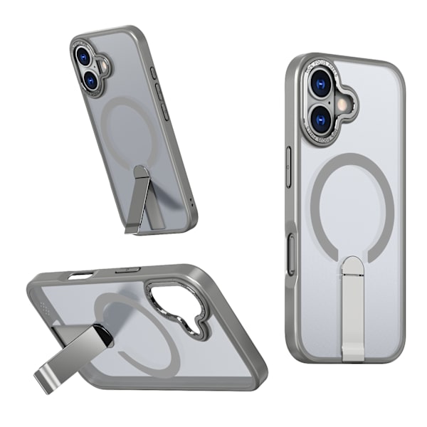 Magsafe-skal för iPhone 17 med vikbart stativ, grått