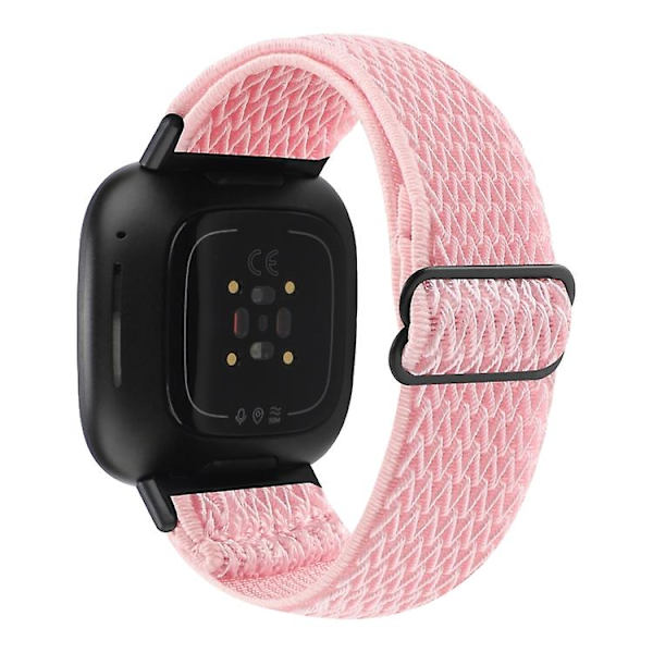 For Fitbit Versa 4 / Sense 2 Universal Wave Nylon Watch Band Pink