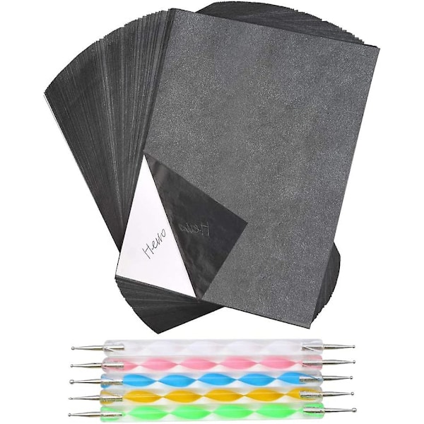 100 ark karbonpapir, A4 grafittpapir overføringspapir, karbonpapir sporingspapir og kopipapir med pregepennsett, ide kompatibel med Woo
