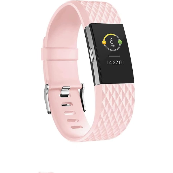 Udskiftningsbånd, der er kompatible med Fitbit Charge 2, Classic & Special Edition justerbare sportsarmbånd pink Large