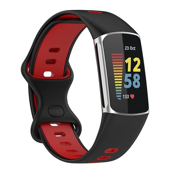 För Fitbit Charge 5 Tvåfärgs watch Black Red