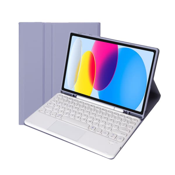 Touch Keyboard-deksel for Samsung Galaxy Tab S9 FE Plus 12,4 tommer, Runde tastehetter, lilla