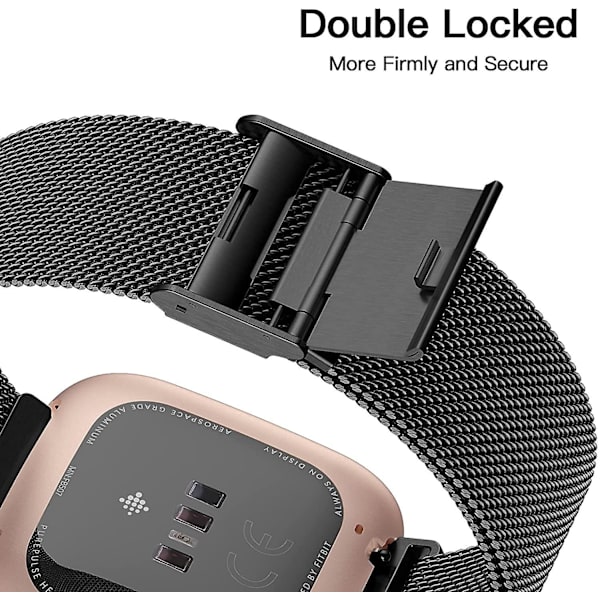 Fitbit Versa/fitbit Versa 2 Bånd Til Damer Mænd, Justerbar Rustfri Black