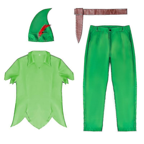 Voksen Peter Pan Kostume Outfit Halloween Cosplay Suit S